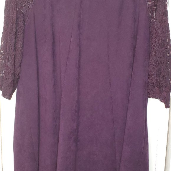 Melanie T Purple Faux Suede Skater Dress 18W - Picture 5 of 10